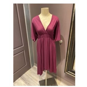 Vneck, midi dress with flutter sleeve